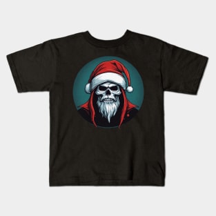 goth Santa skull Christmas Kids T-Shirt